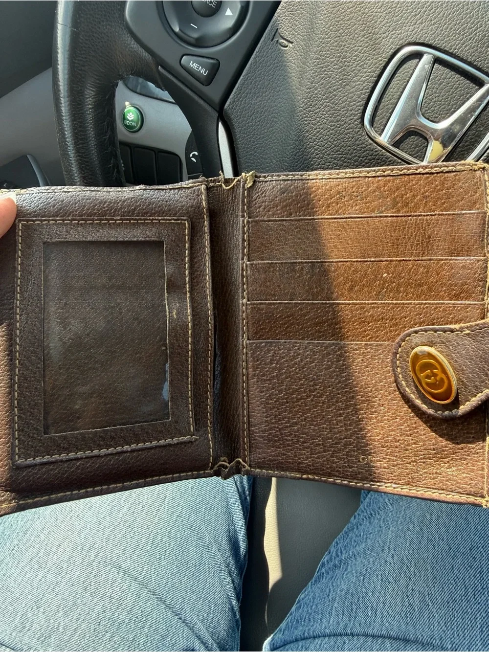 Authentic Vintage Gucci Monogram Canvas Wallet with Gold-Tone GG